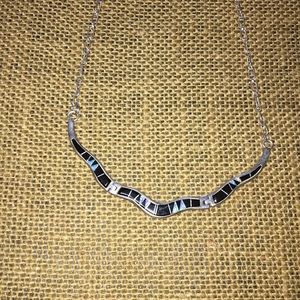 Zuni necklace set handmade sterling opal onyx 925